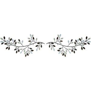 2 Pieces Metal Tree Leaf Wall Decor Vine Olive Branch Leaf Wall Art Wrought Iron
